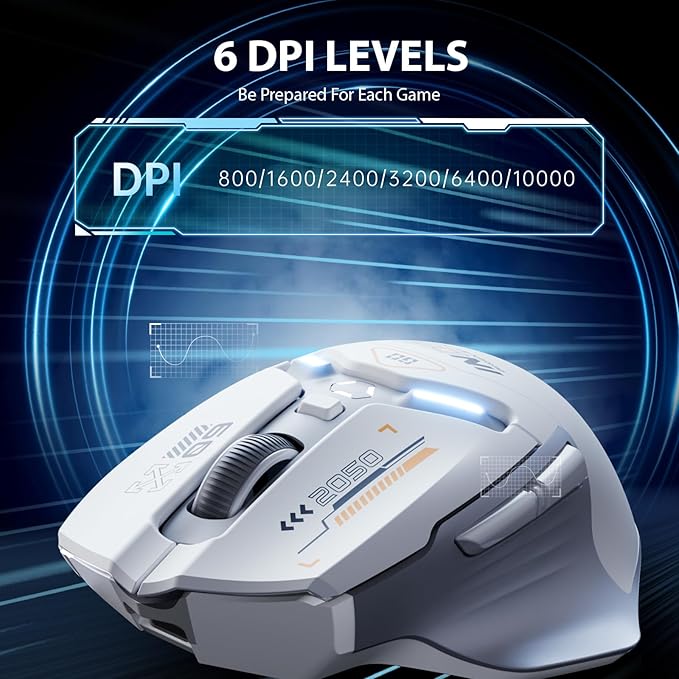INPHIC IN9 Wireless Gaming Mouse True Tri-Mode Bluetooth/Type-C Wired/2.4G Wireless Connection 10000 DPl Fully Programmable RGB Backlit for Laptop PC Mac