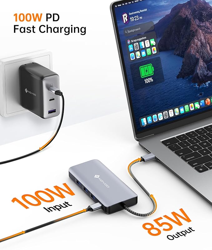 USB C Docking Station NOVOO Triple Display Type C Hub Dual Monitor HDMI 4K@60Hz DP Multiport Adapter 4USB Ethernet SD/TF 100W PD Dongle Data for Dell/Surface/HP/Lenovo Thinkpad Laptop