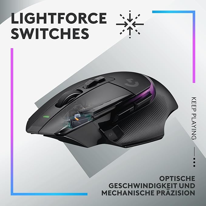 Logitech G G502 X PLUS LIGHTSPEED Wireless RGB Mouse for Gaming - Optical Mouse with LIGHTFORCE Hybrid Breaker  LIGHTSYNC RGB HERO 25K Gaming Sensor Compatible with PC - MacOS/Windows - Black