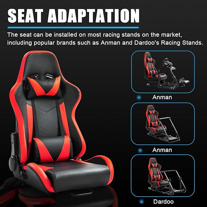 Anman PVC Racing Simulator Cockpit fit for Logitech/Thrustmaster/Fanatec g25 g27g923g27T80T248xT300RSTX| Game Seat with Neck Pillow and Lumbar Includes Standard Seat Double Lock Sliding Module