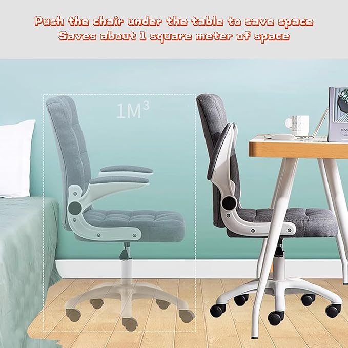 BK&ampMF Modern High-Back Home Office Chair Ergonomic Desk Chair Task Swivel Chair with flip-up Armrests with Lumbar Support for Back Pain WomenG