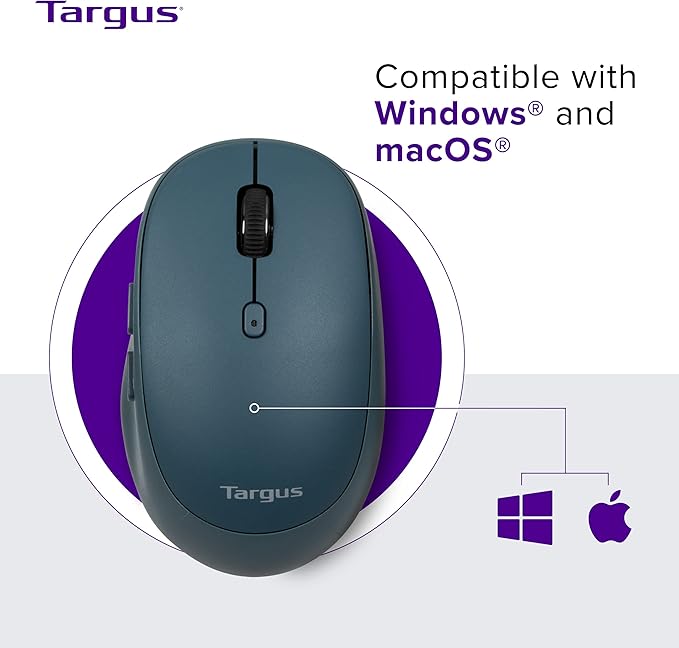 Targus Wireless Bluetooth Mouse for PC/Mac Multi-Device Connectivity Protection Laptop/Computer Mouse Blue (PMB58202GL)