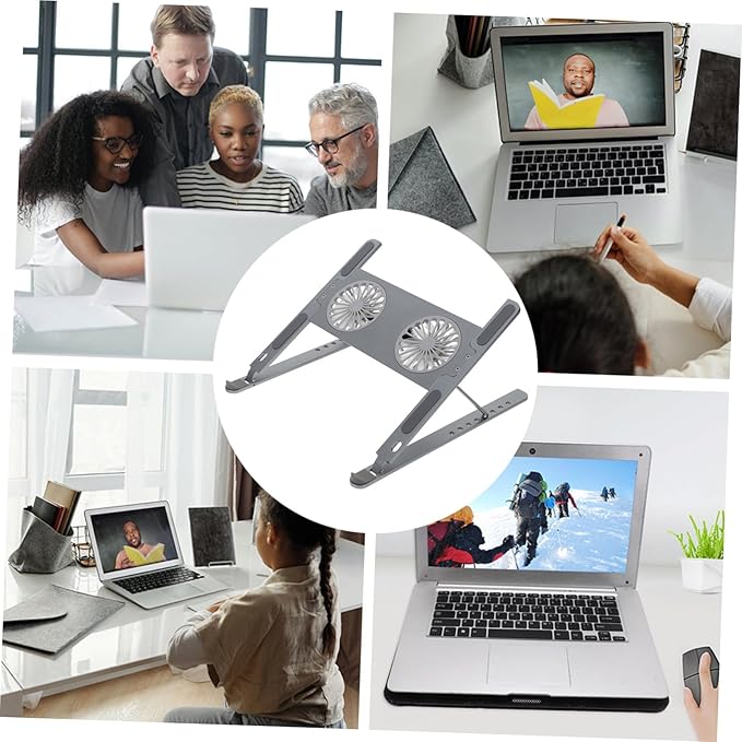 HOMSFOU Laptop Stand Fan Gear Height Adjustment Mute High Wind Volume Aluminum Laptop Cooling Pad for Gaming