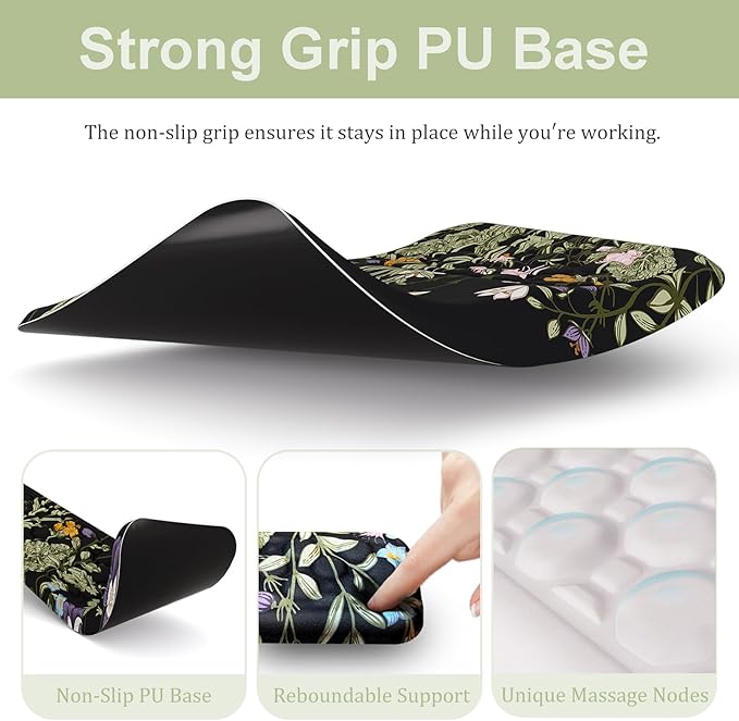 Ospelelf Ergonomic Keyboard Wrist Rest and Large Mousepad with Wrist Rest Support for Computer Gaming Flower
