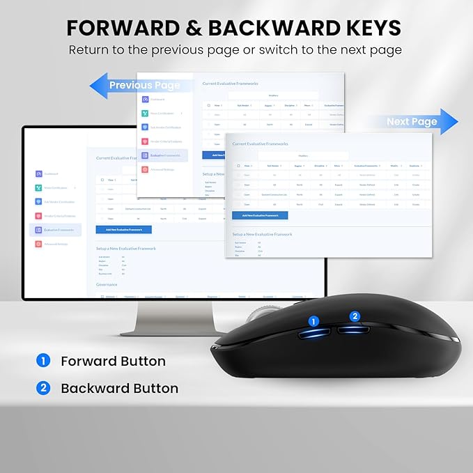 Wireless Bluetooth MouseUSB+BT×2Multi Device Ergo Full Size Mouses-big HandMetal 4-Way Super Scrolling± 3000 DPI10 ButtonsPlug&ampPlayQuietw/ 2 BatteriesMice for LaptopComputerTabletMaci