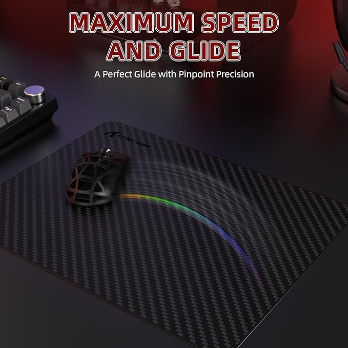 Attack Shark CM04 Carbon Fiber Gaming Mouse MatEsports Mouse Pad G240Smooth Glide Feeling with Steady ControlWaterproofNon-Slip Rubber Base Stitched Edge Gamer Office Home (14 x 11)
