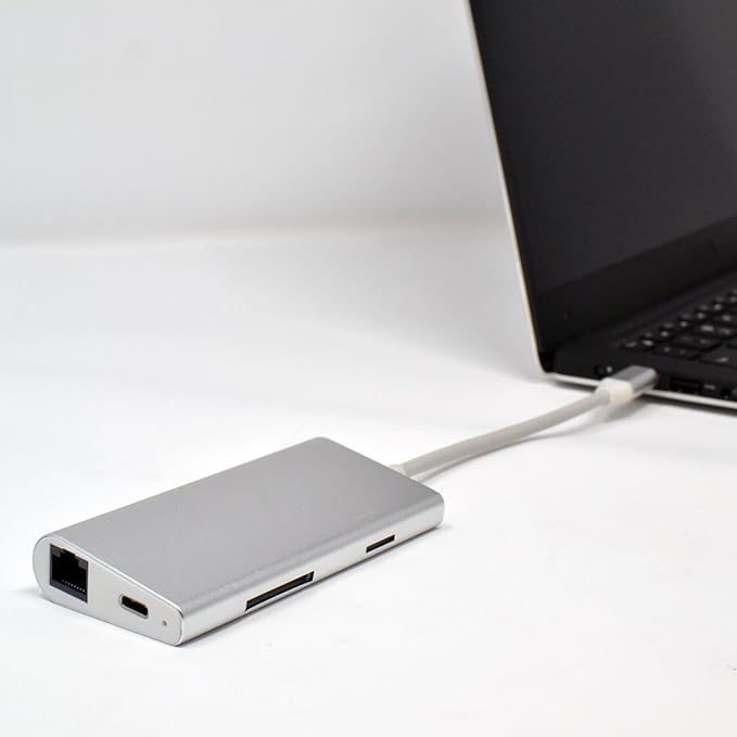 Best USB C Type C Hub 8-in-1 Ethernet 4K HDMI USB 3.0 Adapter for MacBook Pro Laptop