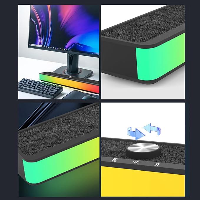 Wireless Speakers for TV | Portable RGB Subwoofer - Wireless PC Game Portable TV Speakerfor Shower Party Christmas Room Patio Car Phone Music Theater Studio