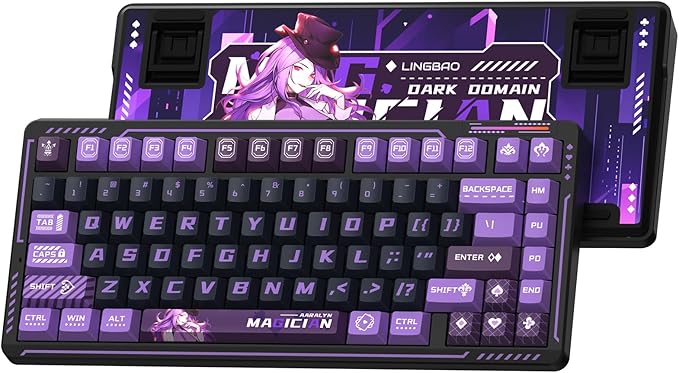 LINGBAO K75 Wireless Mechanical Keyboard 75% Anime Gaming Keyboard with 10000mAh Battery Hot-Swappable Pre-Lubed Switches RGB Backlit PBT Keycaps Creamy Sounding Computer Keyboards for PC/Mac/Win