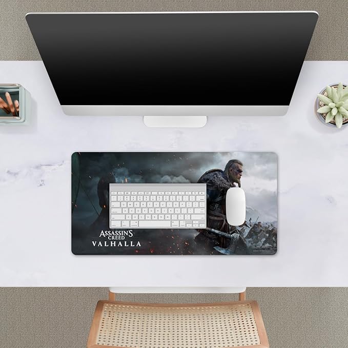 Head Case Designs Officially Licensed Assassin's Creed Male Eivor Raid Valhalla Graphics 23.62 x 11.81 x 0.12 inches (600 x 300 mm) - L Gaming Office Desk PC Keyboard Mouse Mat Pad
