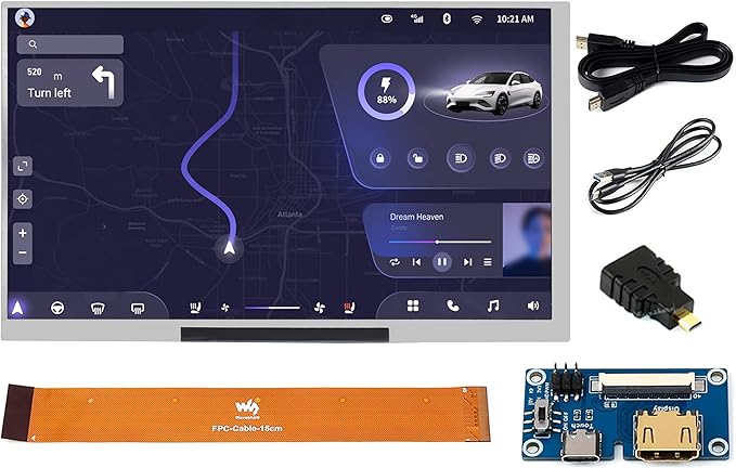 7inch IPS Display 1024x600 Pixel Integrated Thin and Light LCD with Adapter Board for Raspberry Pi/Jetson Nano/Windows/PC Support Windows/Linux/Android (No Touch Screen)