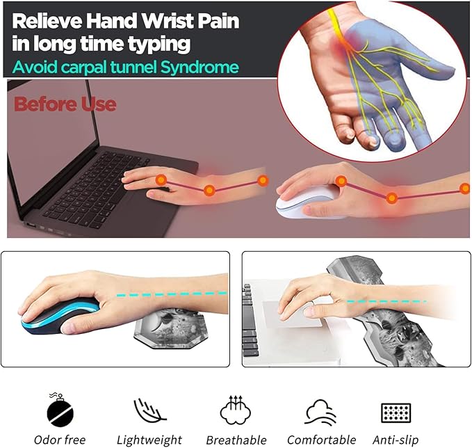 Ergonomic Mouse Pad with Wrist Support Gel and Keyboard Wrist Rest Set + Coaster Cute Mouse Pads Non Slip Rubber Base Mousepad for Computer Laptop Home Office Working GamingHighland Cow Ox Cattle