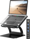 tounee Laptop Stand with Detachable USB-C Hub 100W PD Charging 4K@60Hz HDMI 3 USB Ports Ergonomic Laptop Holder Docking Station for 10-17 Laptops MacBook &amp More (Black)