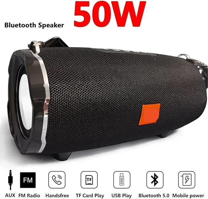 High Power caixa de som Bluetooth Speaker Waterproof Portable Column For PC Computer Speakers Subwoofer Music Center(50W TG187 Black)