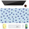 Cute Kawaii Blueberry Blue Extended Gaming Keyboard Mouse Pad Non-Slip Leather Home Office Desk Mat Protector Laptop Desk Pad Writing Pad