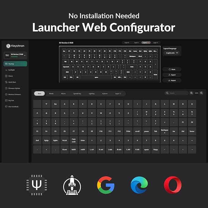 Keychron K4 96% Layout QMK Wireless and Wired Mechanical Keyboard Super Brown Switch RGB Backlight Aluminum Frame with Shine-Through Double-Shot PBT Keycaps for Mac Windows-Version 3