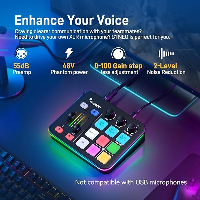 MAONO Podcast Equipment Bundle: Audio Interface and USB/XLR Dynamic Microphone-MaonoCaster G1 NEO+PD200XS Black+BA92