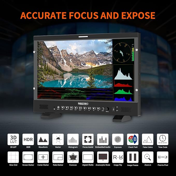 SEETEC P215 PRO 21.5 1000nit Broadcast Director Production Monitor with LUT Waveform HDR 3G-SDI HDMI Input Output HDMI Support 4K 60