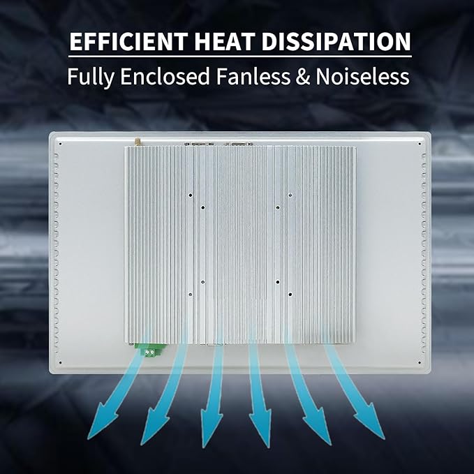 15.6 inch Capacitive Multi-Touchscreen Industrial Embedded Win-10 PC Monitor IP65 Screen with 10 Points Touch Display i3+RAM 4G+128G SSD Integrated Phoenix2pin HD-MI-Out &amp USB Ports