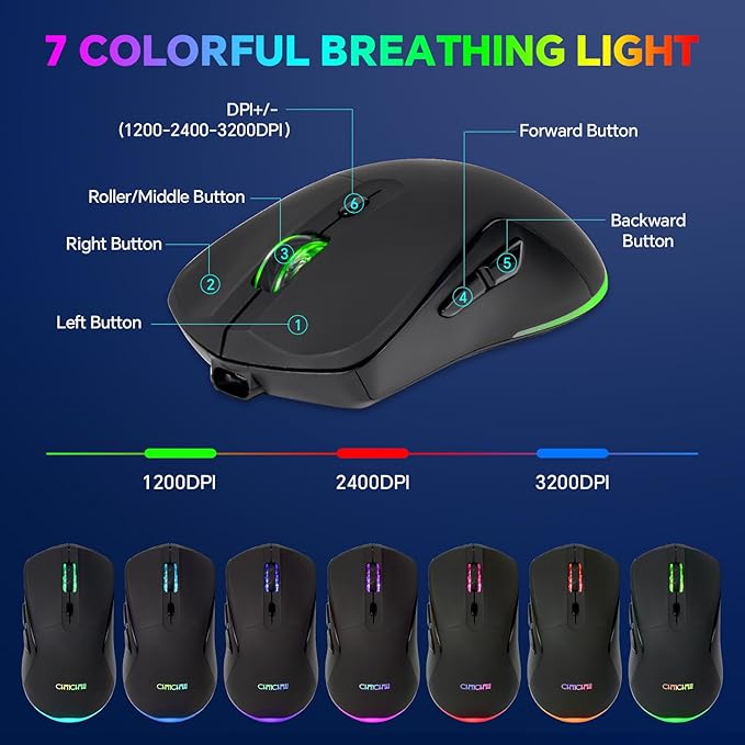 CHONCHOW 60% Wireless Gaming Keyboard and Mouse ComboLED Backlit Rechargeable 2000mAh Battery Portable 68 Keys Waterproof Small Compact Keyboard Mice for PC/Mac Gamer(Wireless)