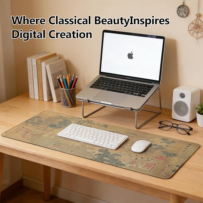 Chinese Style Famous Art Mouse Pad 31.5x12 Inches Non-Slip Rubber Base Waterproof Desk Mat for Office &amp Gaming (Extended XX-Large Ode to The Luo River Goddess (Chinese Myth Painting))