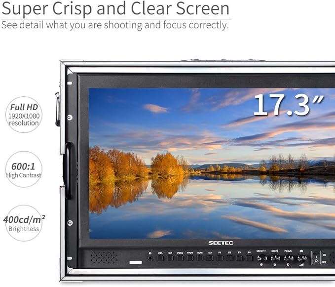 SEETEC P173-9HSD-CO 17.3 Inch Carry on Broadcast Production Director Monitor with 3G-SDI HDMI YPbPr Input and Output Aluminum Design Full HD 1920×1080