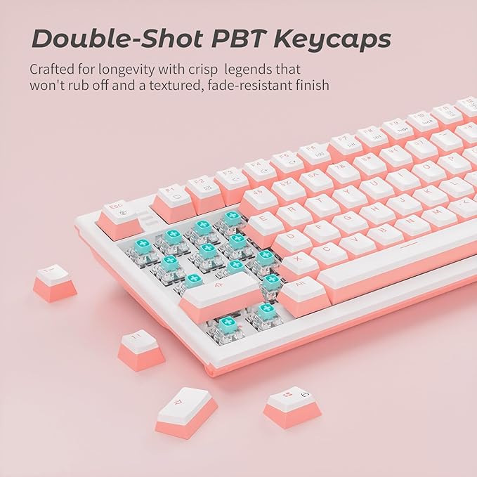 Hexgears X4 Wired Mechanical Keyboard with Number Pad USB-C Hot Swappable Custom Keyboard Pre-lubed Clicky Switches White LED Backlit Computer Gaming Keyboards for PC/Tablet