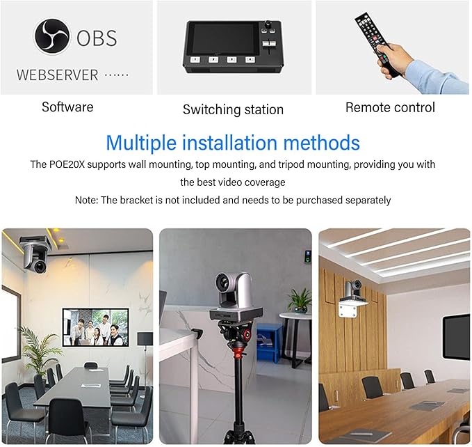 Yoidesu PTZ Camera with 20x Optical Zoom POE with Network IP Live Streaming Simultaneous 3G - SDI and USB Video Output Camera for Conferences Church (US Plug)