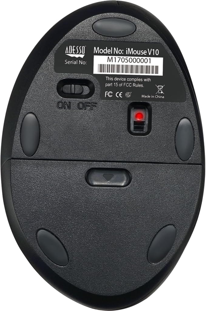 Adesso iMouse V10 Wireless Vertical Ergonomic Mini Mouse iMouse V10-2.4GHz 800/1200/1600 DPI Ergo Mice with 6 Buttons