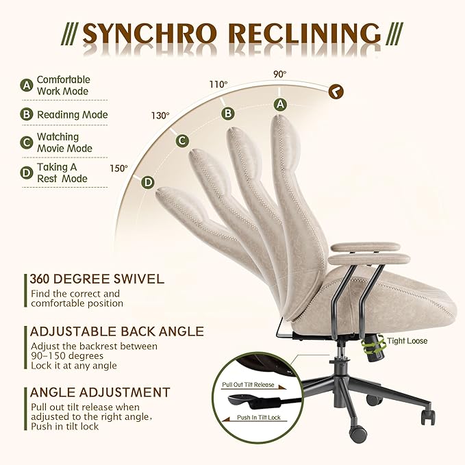 High Back Office ChairModern Swivel Office ChairBrown Suede Fabric Gaming ChairHeight Adjustable Home Office Desk Chair with Lumbar Support