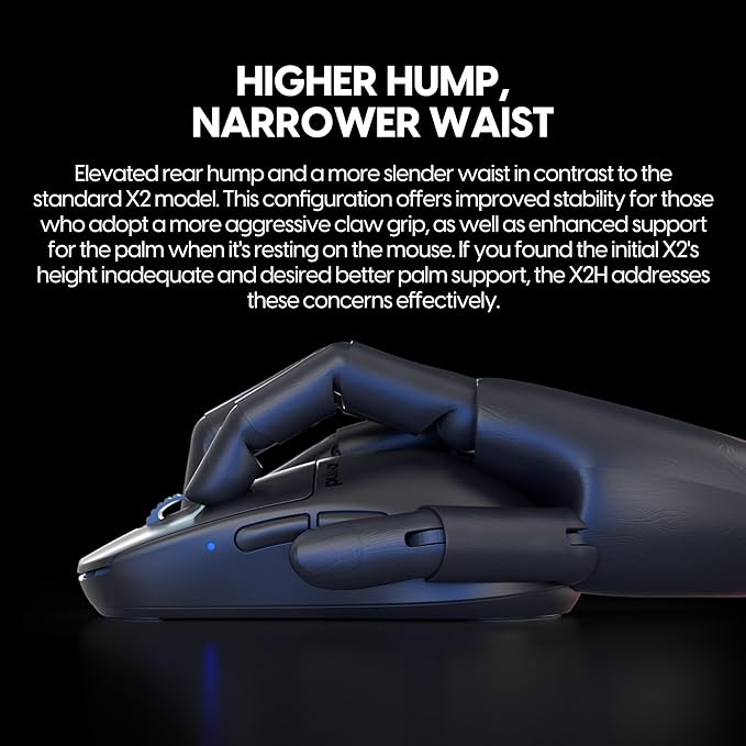 Pulsar Gaming Gears - X2H eS Wireless Gaming Mouse Symmetrical Optical Switch OLED Display Driverless PAW3395 Sensor 100H Battery 4K dongle Included (Medium Black) (Renewed)