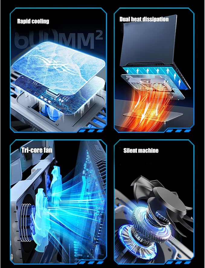 Laptop Cooling Stand with Ceramics Technology Noiseless Fan for Gaming and Office Laptops Adjustable Stand