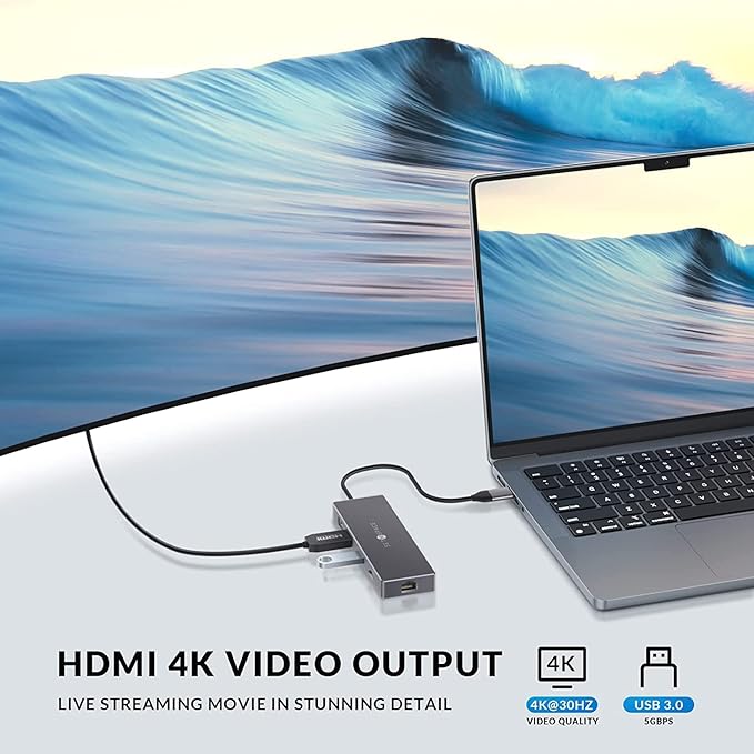 USB C Docking Station Laptop Docking Station 10 in 1 with Ethernet 1000M USB C Hub HDMI PD 100W TF/SD Reader USB C 3.0 4 USB A for MacBook Pro/Air Surface iPad Cable Length: 7.87in