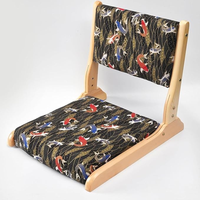 BTZHY Floor Chair Japanese Legless Chair Seat with Back Support FoldableWood Folding Floor ChairHome Bay Window Lazy Backrest Chair Meditation Floor Seating for Living Room(F)
