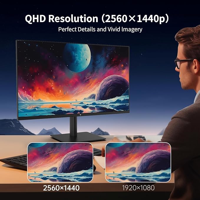 KTC 27 Inch QHD(2560 * 1440) 100Hz Computer Monitor - IPS Panel Anti-Blue Light Screen 100% High Color Gamut 123% sRGB Support FreeSync and GSync PC Monitor for Casual Gaming and Working