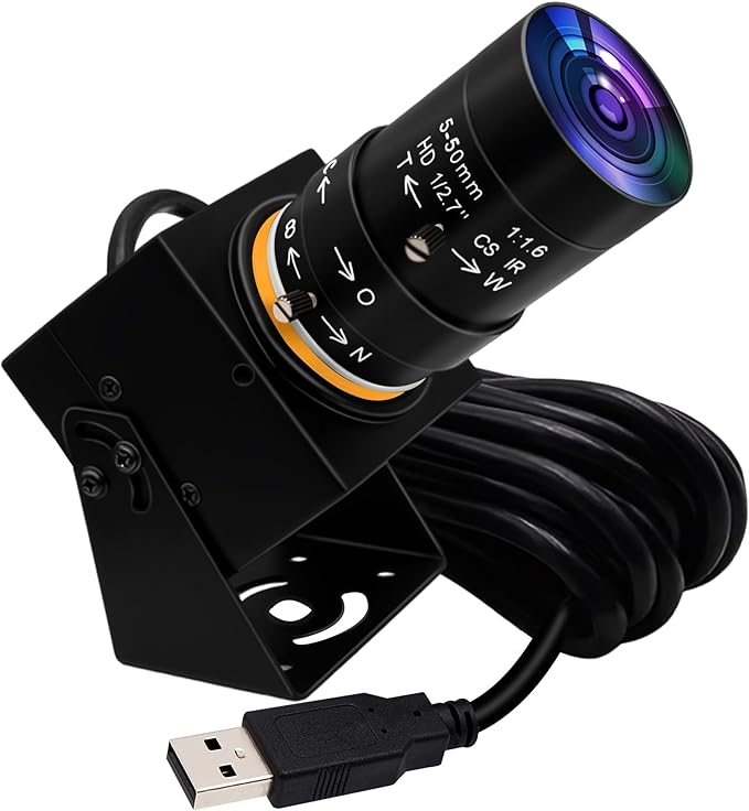 ELP 4K USB Camera with Microphone 5-50mm Varifocal Lens Manual Zoom Webcam 8MP IMX317 Sensor 3840x2160@30fps UVC for Windows Linux Mac Raspberry Pi etc.