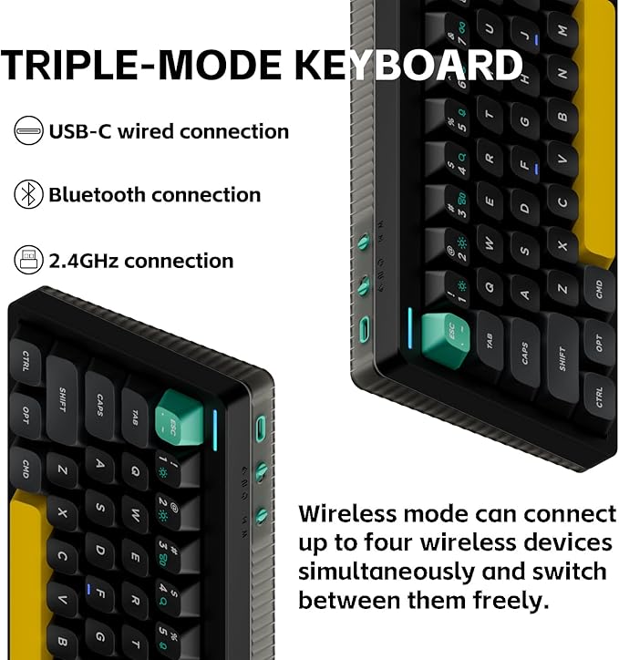 nuphy Halo65 V2 Wireless Mechanical Keyboard with PBT Keycaps65% Hot Swappable Custom Gaming Keyboard Compatible with QMK/VIARGB BacklitGasket StructureBT5.0/USB-C/2.4GHzBlack-Raspberry Switches