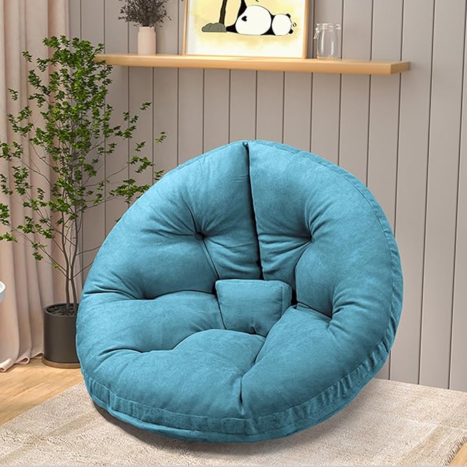 Folding Floor Sofa Chair Lounger Folding Sleeper Bed Couch Recliner Video Gaming Floor Chair with Lumbar Pillows Lazy Lounger for TV Reading Relaxing blue-59 * 31inch