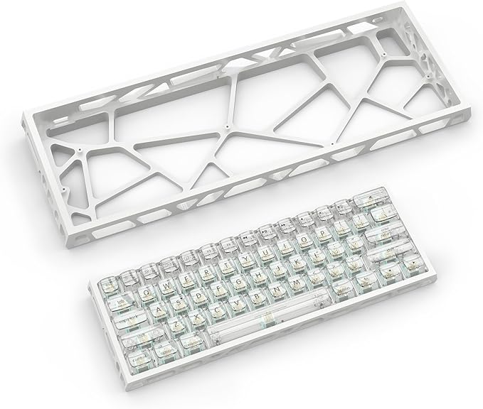 kutethy KY60 Hollow Out Aluminum Keyboard Case60% Mechanical Keyboard Shell Custom Keyboard Barebones Compatible with Wooting60 Mad60 Win60 GH60 60HE(White)