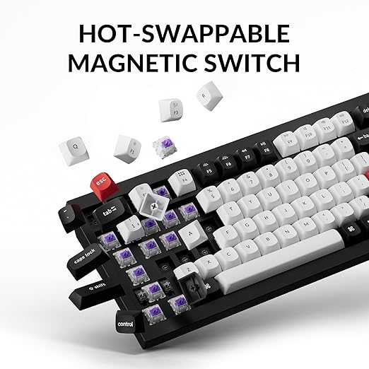 Keychron Q1 HE Wireless Custom Keyboard Rapid Trigger QMK Launcher 2.4 GHz Bluetooth 5.2 with Gateron Double-Rail Magnetic Switch RGB Compatible with Mac Windows Linux (Hot-swappable)