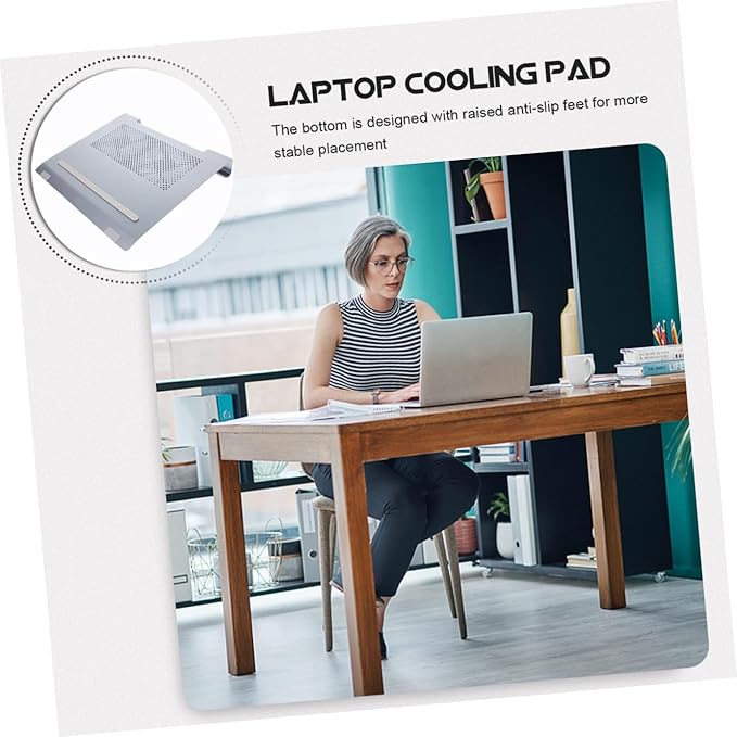 COHEALI Laptop Cooling Pad with Dual Quiet Fans Aluminum Ventilated Stand for Laptops Up to Ergonomic Height for Posture Support USB Powered Cooler with RGB Light Effects