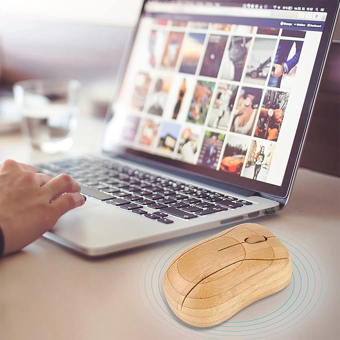 Restokki 2.4GHz Bamboo Optical Mouse PC Laptop Computer Wooden Wood