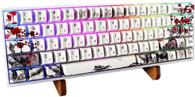 MOLGRIA GK68 68-Key RGB Backlit Gaming Keyboard with Plum Blossom Keycaps Hot Swappable Yellow Mechinery Switches Type C Wired Mechanical Keyboard for Win/Mac OS