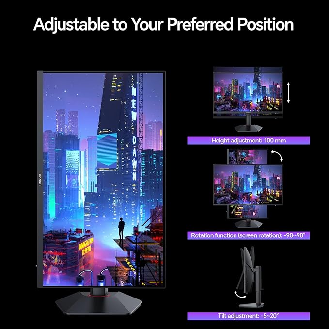 KOORUI 27 Inch Gaming Monitor 1440p 320Hz Fast IPS PC Monitor 1ms HDR400 98% DCI-P3 PIP/PBP Mode Adaptive Sync Compatible Ergonomic Stand HDMI 2.1 &amp DisplayPort 1.4 VESA Mountable G2721E