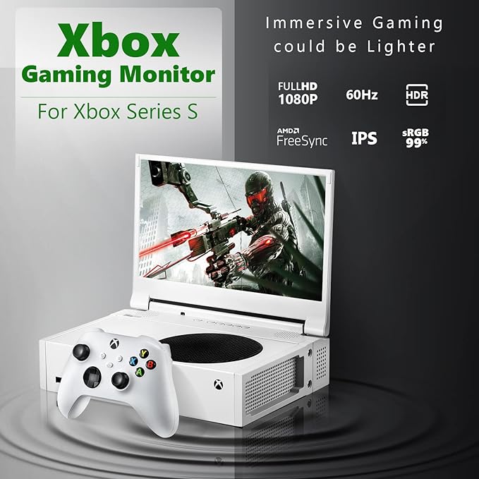 DEPGI 12.5 Portable Gaming Monitor for Xbox Series S (not Included) 1080P Full HD Display with IPS Screen Dual HDMI 2 Support HDR Freesync 3 Game Modes for Travel Outdoor Indoor Use