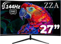 ZZA 27 Gaming Monitor1920 * 1080P 144Hz Curved Computer MonitorHDMI *1VGA*1Tilt AdjustableVESA Compatible Black