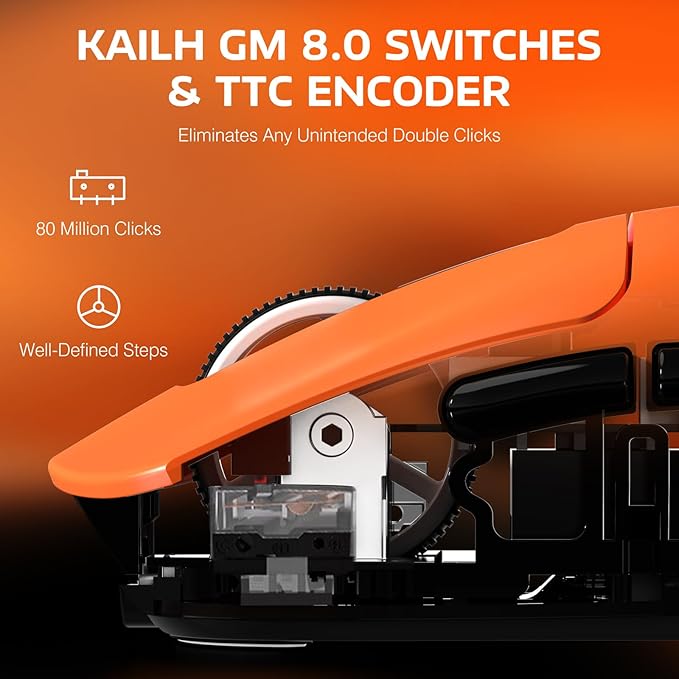 ATTACK SHARK X3 Wireless Gaming Mouse 49g Ergonomic Computer Mouse Triple Modes PAW3395 26K DPI Optical Sensor 200h Battery Life Programmable Buttons Gaming Accessories for PC/Laptop/Mac(Orange)