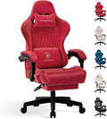 GTPLAYER Gaming Chair with Speakers Video Game Chairs with Footrest PC Gamer Chairs for Adults - Padded High Back Ergonomic Reclining Silla Gamer Linkage Armrest Ace Pro Cherry Red（Velvet）