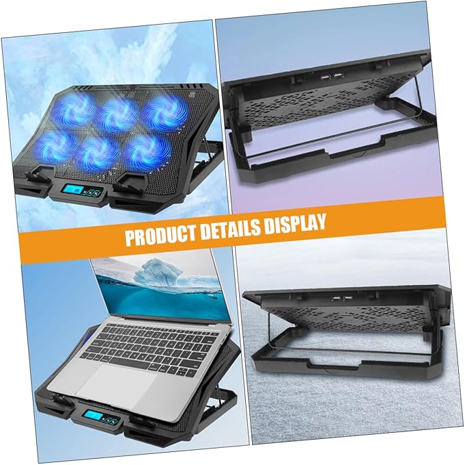 Laptop Cooling Pad Quiet Fans Height USB Port Compatible Laptops up to Portable Cooling System for Gaming and Work
