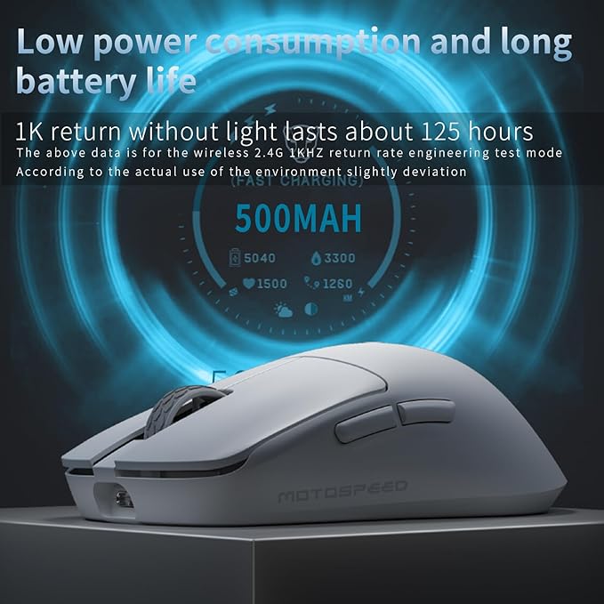 MOTOSPEED X6 Wireless Gaming MouseTwo-Mode 8K/USB-C Mouse Up to 26000DPIPAW3395 Optical Sensor Lightweight 46g5 programmable Button500MAh Battery LifeComputer Mouse for LaptopPCMac(Black)